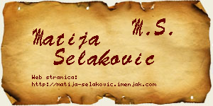 Matija Selaković vizit kartica